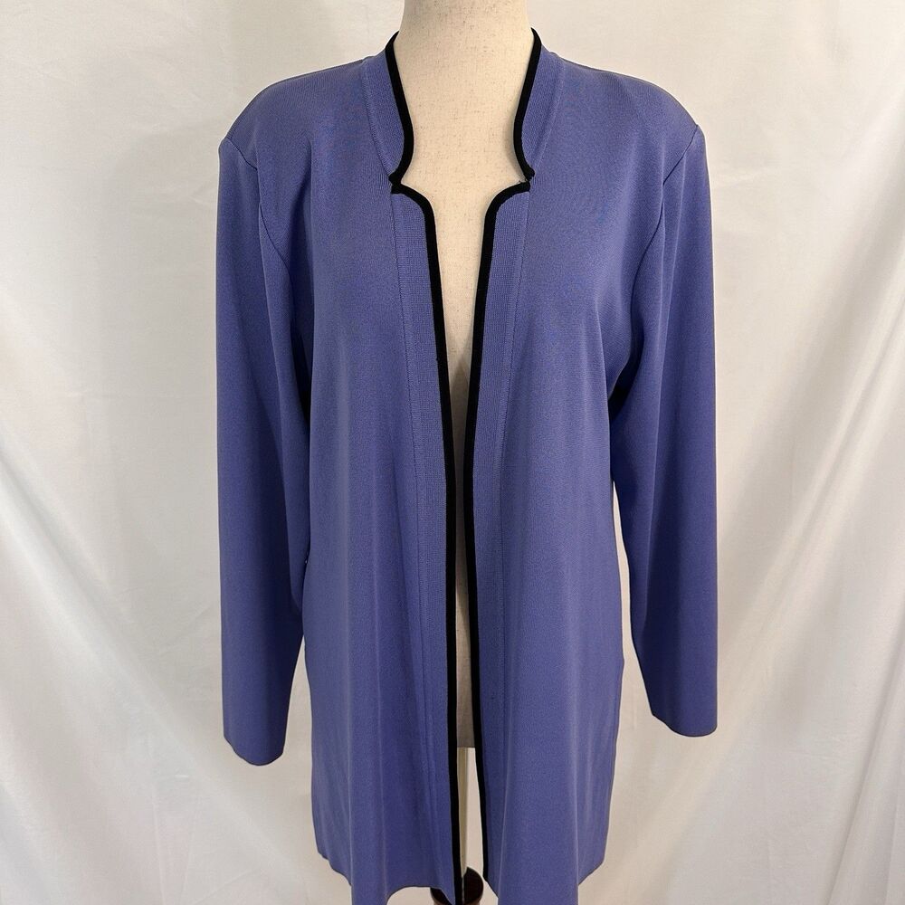 Exclusively Misook Blue Long Sleeve Open Acrylic Cardigan Sweater MEDIUM
